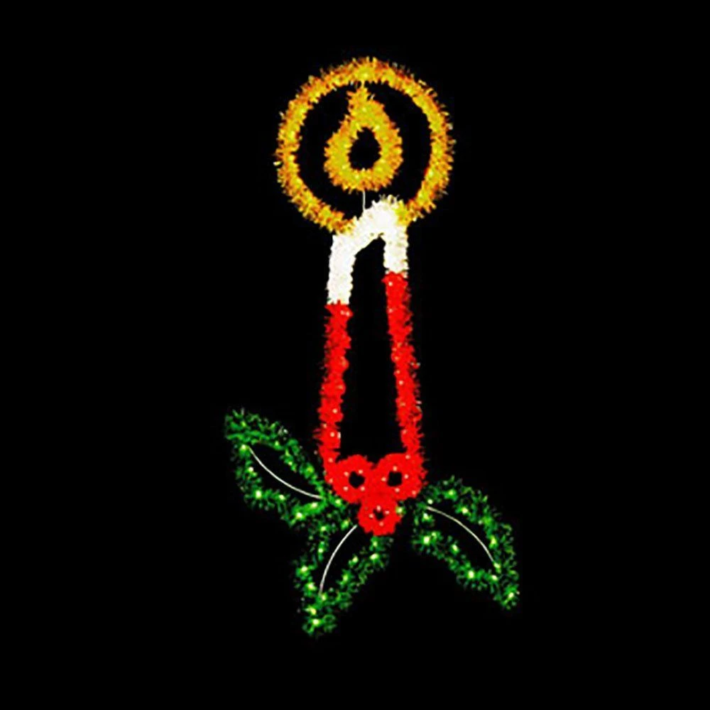 11' Candle With Holly, LED 3 11' Candle With Holly, LED