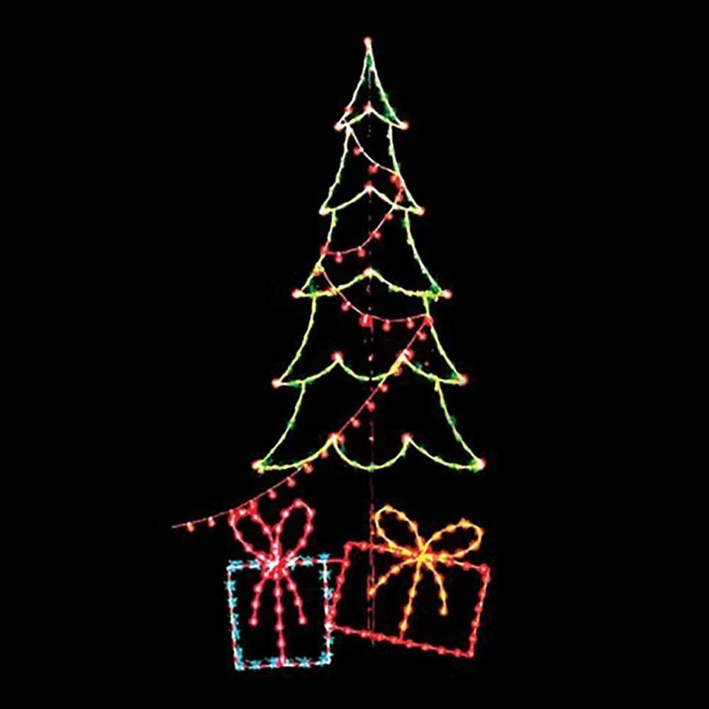 14' Carolina Pine W/Packages And Light String, LED 3 14' Carolina Pine W/Packages And Light String, LED