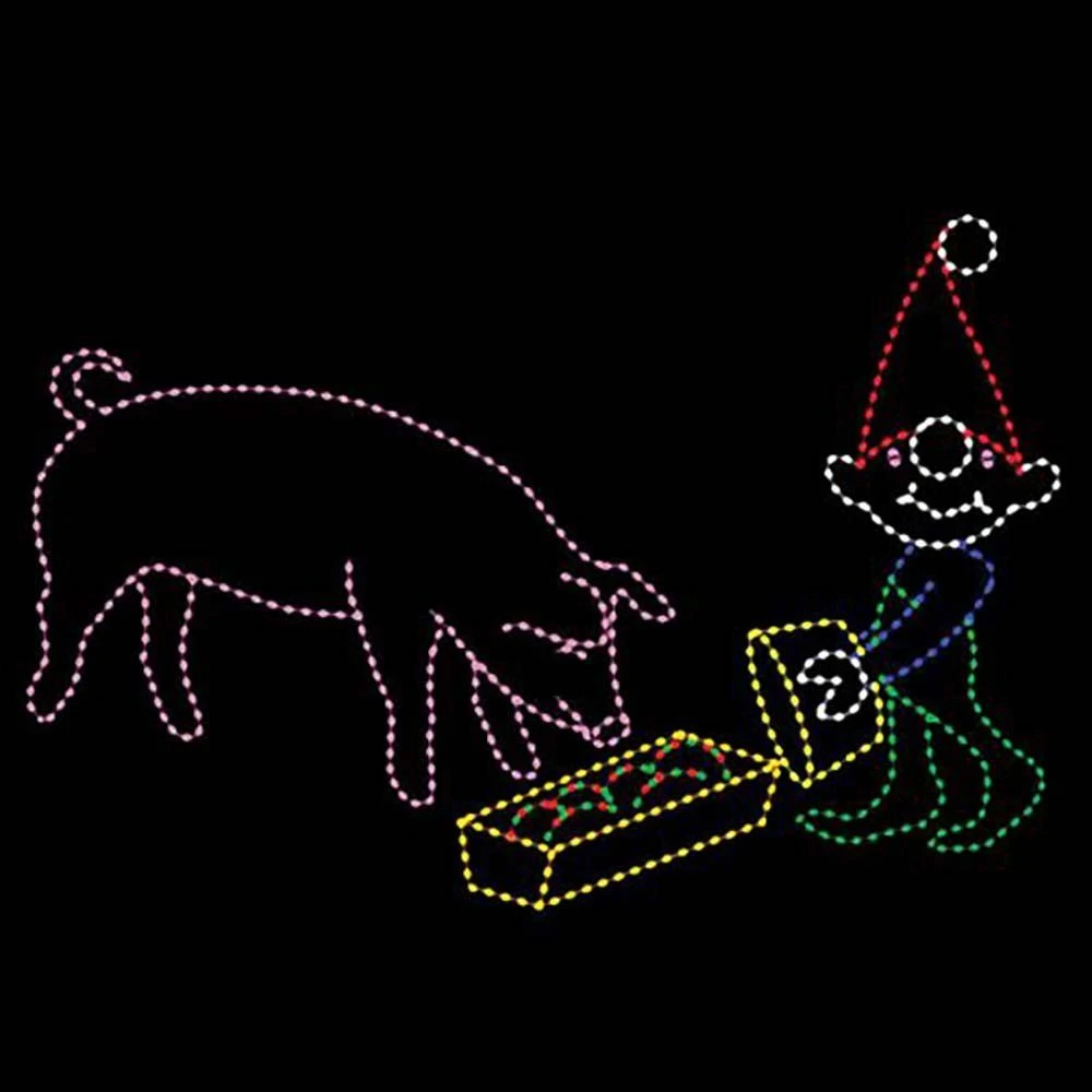 13' X 19' Elf Feeding Pig, LED 3 13' X 19' Elf Feeding Pig, LED