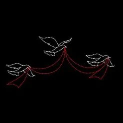 10' X 22' Animated Three Doves With Ribbon