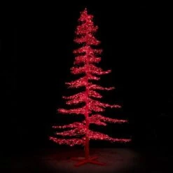 7' Ice Sculpture Christmas Tree - Red