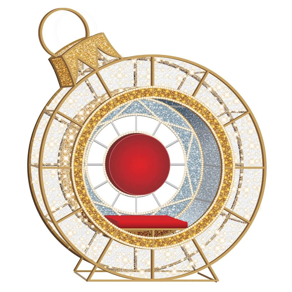 8' LED Ornament Icon - Photo Op Feature Piece With Deluxe Red Seat 4 8' LED Ornament Icon - Photo Op Feature Piece With Deluxe Red Seat - Image 2