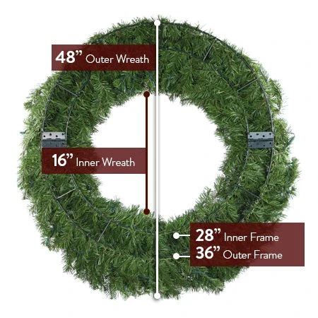 48" Lit Red Deluxe Oregon Fir Wreath - Bow Option Available 6 48" Lit Red Deluxe Oregon Fir Wreath - Bow Option Available - Image 4