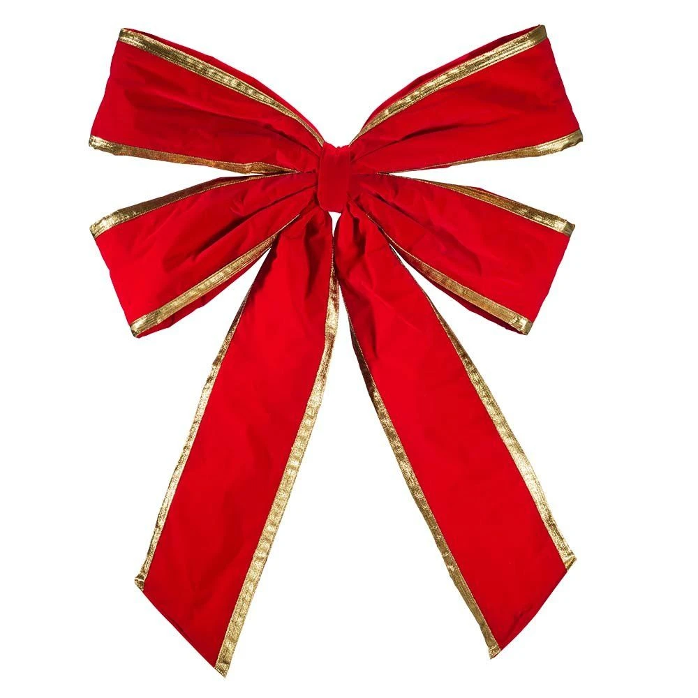 36" Red Velvet With Gold Trim Christmas Bow 3 36" Red Velvet With Gold Trim Christmas Bow