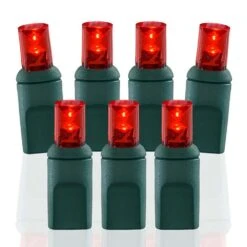 Wide Angle Conical Battery Operated LED D Cell 50 Lights - Red