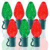 26 Light Red & Green C7 LED Christmas Lights - 8" Spacing