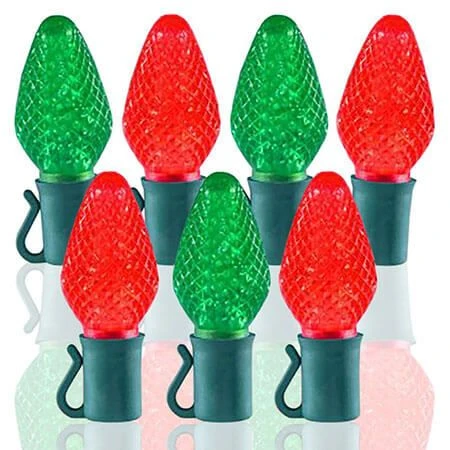 26 Light Red & Green C7 LED Christmas Lights - 8" Spacing 3 26 Light Red & Green C7 LED Christmas Lights - 8" Spacing
