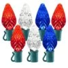 24 Light Red,Pure White & Blue C9 LED Christmas Lights - 8" Spacing -Christmas Designers c9 248 rwb