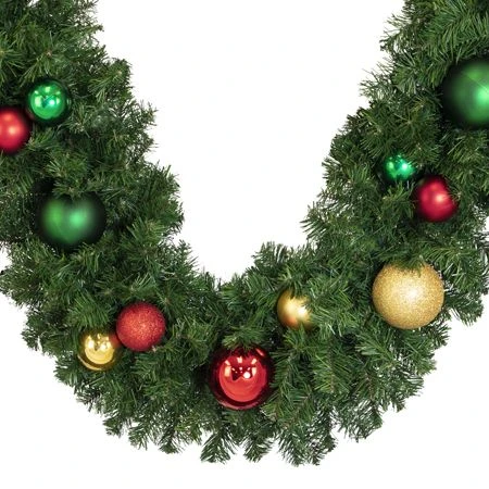Decorated 9' X 14" Garland Unlit, Colors Of The Holiday 4 Decorated 9' X 14" Garland Unlit, Colors Of The Holiday - Image 2
