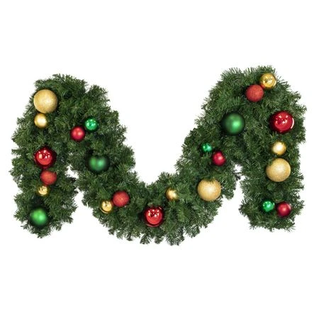 Decorated 9' X 14" Garland Unlit, Colors Of The Holiday 3 Decorated 9' X 14" Garland Unlit, Colors Of The Holiday