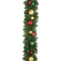 Decorated 9' X 14" Garland Unlit, Colors Of The Holiday 10 Decorated 9' X 14" Garland Unlit, Colors Of The Holiday -Christmas Designers dg 914 coth d