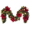Decorated - 9' X 14" Oregon Fir Garland - Unlit - DELUXE Royal Poinsettia 1 Decorated - 9' X 14" Oregon Fir Garland - Unlit - DELUXE Royal Poinsettia -Christmas Designers dg 914 del rgd ep