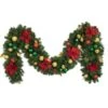 Decorated 9' X 14" Garland Unlit, Elegant Poinsettia -Christmas Designers dg 914 ep b
