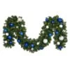 Decorated 9' X 14" Garland Lit, Blue And Silver 1 Decorated 9' X 14" Garland Lit, Blue And Silver -Christmas Designers dg 914 led bs b