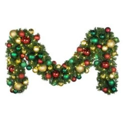 Decorated - 9' X 14" Decorated Garland - LED - DELUXE Colors Of The Holiday