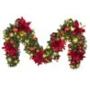 Decorated - 9' X 14" Oregon Fir Garland - LED - DELUXE Royal Poinsettia 1 Decorated - 9' X 14" Oregon Fir Garland - LED - DELUXE Royal Poinsettia -Christmas Designers dg 914 led del rgd ep