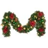 Decorated 9' X 14" Garland Lit, Elegant Poinsettia -Christmas Designers dg 914 led ep b