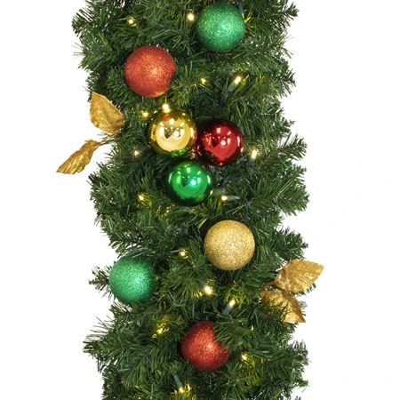 Decorated 9' X 14" Garland Lit, Traditional 5 Decorated 9' X 14" Garland Lit, Traditional - Image 3