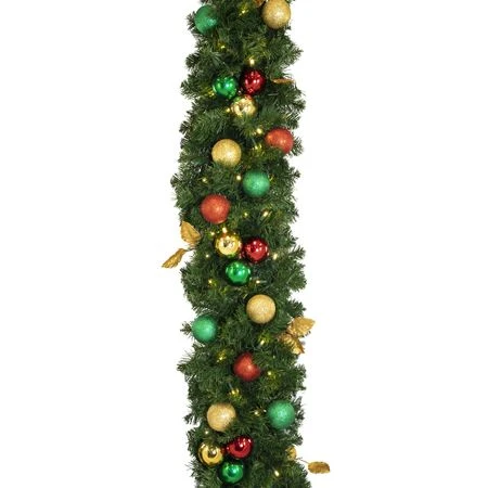Decorated 9' X 14" Garland Lit, Traditional 6 Decorated 9' X 14" Garland Lit, Traditional - Image 4