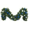 Decorated 9' X 18" Garland Unlit, Blue And Silver 2 Decorated 9' X 18" Garland Unlit, Blue And Silver -Christmas Designers dg 918 bs b