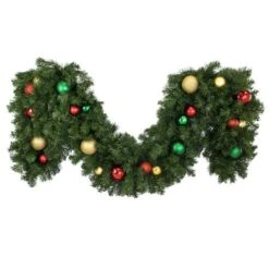 Decorated 9' X 18" Garland Unlit, Colors Of The Holiday