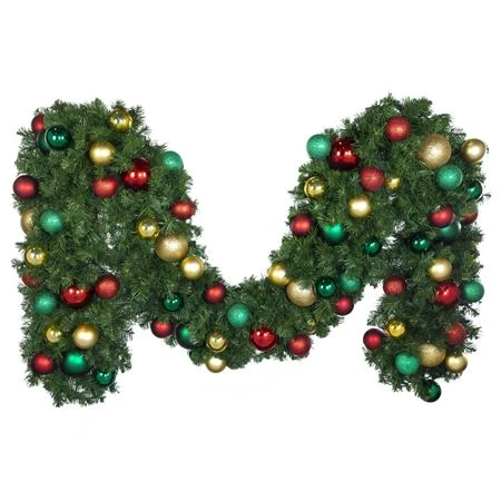 Decorated - 9' X 18" Oregon Fir Garland - Unlit - DELUXE Colors Of The Holiday 3 Decorated - 9' X 18" Oregon Fir Garland - Unlit - DELUXE Colors Of The Holiday