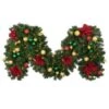 Decorated 9' X 18" Garland Lit, Elegant Poinsettia -Christmas Designers dg 918 led ep b