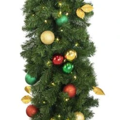 Decorated 9' X 18" Garland Lit, Traditional 9 Decorated 9' X 18" Garland Lit, Traditional -Christmas Designers dg 918 led t c