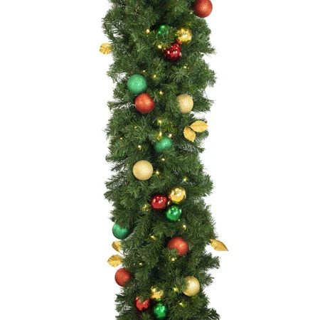 Decorated 9' X 18" Garland Lit, Traditional 6 Decorated 9' X 18" Garland Lit, Traditional - Image 4