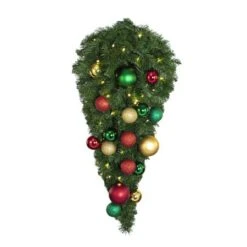 44" Decorated Spray - Lit - Colors Of The Holidays - Bow Option Available