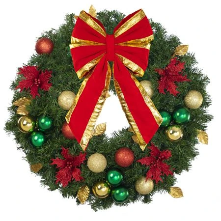 30" Unlit Decorated Wreath - Elegant Poinsettia - Bow Option Available 5 30" Unlit Decorated Wreath - Elegant Poinsettia - Bow Option Available - Image 3