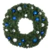 36" Unlit Decorated Wreath - Blue And Silver Décor - Bow Option Available 2 36" Unlit Decorated Wreath - Blue And Silver Décor - Bow Option Available -Christmas Designers dw 36 bs 2