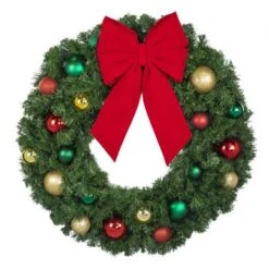 36" Unlit Decorated Wreath - Colors Of The Holidays - Bow Option Available -Christmas Designers dw 36 coth b vb 12 r 1