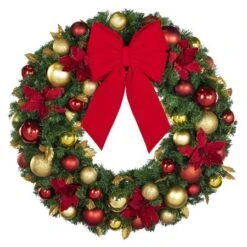 36" Unlit Decorated Wreath - DELUXE Royal Poinsettia - Bow Option Available 7 36" Unlit Decorated Wreath - DELUXE Royal Poinsettia - Bow Option Available -Christmas Designers dw 36 del rgd ep b vb 12 r