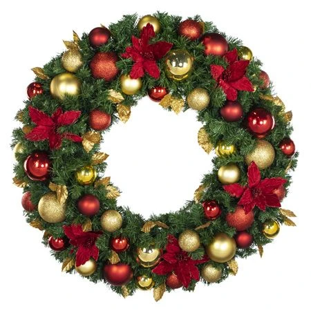 36" Unlit Decorated Wreath - DELUXE Royal Poinsettia - Bow Option Available 3 36" Unlit Decorated Wreath - DELUXE Royal Poinsettia - Bow Option Available
