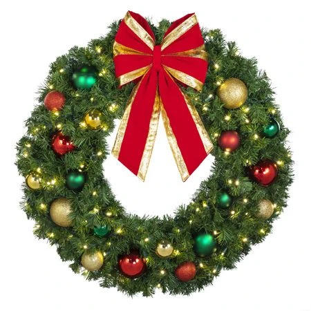 36" Lit LED Warm White Decorated Wreath - Colors Of The Holidays - Bow Option Available 4 36" Lit LED Warm White Decorated Wreath - Colors Of The Holidays - Bow Option Available - Image 2