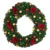 48" Unlit Decorated Wreath - Elegant Poinsettia - Bow Option Available -Christmas Designers dw 48 ep 1