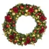 48" Lit LED Warm White Decorated Wreath - DELUXE Royal Poinsettia - Bow Option Available -Christmas Designers dw 48 led del rgd ep 1