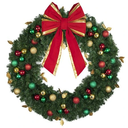 48" Unlit Decorated Wreath - Traditional Décor - Bow Option Available 5 48" Unlit Decorated Wreath - Traditional Décor - Bow Option Available - Image 3
