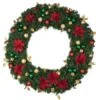 60" Unlit Decorated Wreath - Elegant Poinsettia - Bow Option Available -Christmas Designers dw 60 ep 1