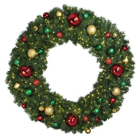 60" Lit LED Warm White Decorated Wreath - Colors Of The Holidays - Bow Option Available 3 60" Lit LED Warm White Decorated Wreath - Colors Of The Holidays - Bow Option Available