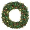 60" Lit LED Warm White Decorated Wreath - Traditional Décor - Bow Option Available -Christmas Designers dw 60 led t