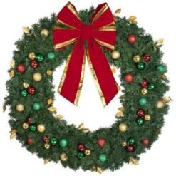 60" Unlit Decorated Wreath - Traditional Décor - Bow Option Available -Christmas Designers dw 60 t b vb 24 rgt