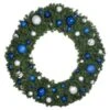 72" Unlit Decorated Wreath - Blue And Silver Décor - Bow Option Available 1 72" Unlit Decorated Wreath - Blue And Silver Décor - Bow Option Available -Christmas Designers dw 72 bs 1