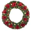 72" Unlit Decorated Wreath - DELUXE Royal Poinsettia - Bow Option Available -Christmas Designers dw 72 del ep 1