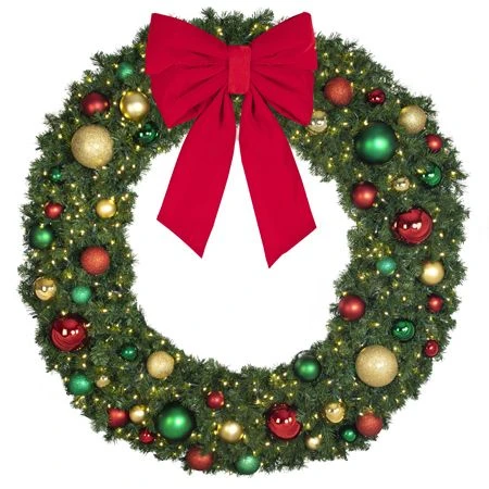 72" Lit LED Warm White Decorated Wreath - Colors Of The Holidays - Bow Option Available 6 72" Lit LED Warm White Decorated Wreath - Colors Of The Holidays - Bow Option Available - Image 4