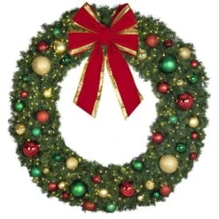 72" Lit LED Warm White Decorated Wreath - Colors Of The Holidays - Bow Option Available 8 72" Lit LED Warm White Decorated Wreath - Colors Of The Holidays - Bow Option Available -Christmas Designers dw 72 led coth b vb 24 rgt