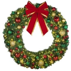 72" Lit LED Warm White Decorated Wreath - DELUXE Colors Of The Holidays - Bow Option Available 8 72" Lit LED Warm White Decorated Wreath - DELUXE Colors Of The Holidays - Bow Option Available -Christmas Designers dw 72 led del coth b vb 24 rgt