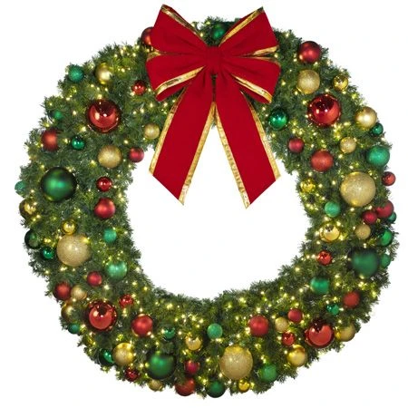 72" Lit LED Warm White Decorated Wreath - DELUXE Colors Of The Holidays - Bow Option Available 5 72" Lit LED Warm White Decorated Wreath - DELUXE Colors Of The Holidays - Bow Option Available - Image 3