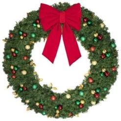 72" Unlit Decorated Wreath - Traditional Décor - Bow Option Available -Christmas Designers dw 72 t b vb 24 r